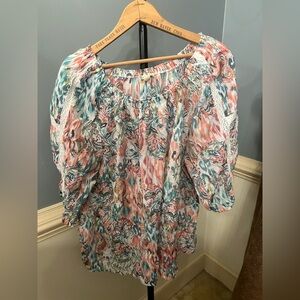 Indigo Rose‎ Elegant Floral Women's Blouse lace detail on sleeves 1X